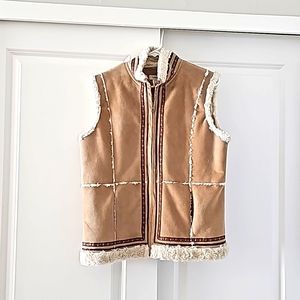 Faux Suede Faux Fur Lined Vest